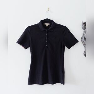 Vintage Burberry Brit Classic Women's Black Polo Top, XS
